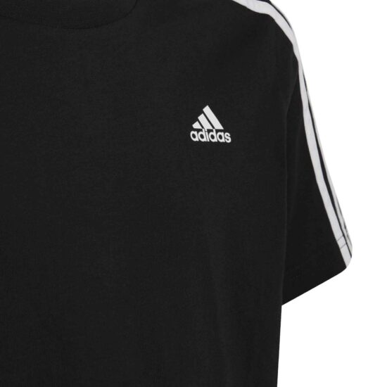 3-Adidas Essentials 3 Stripes Cotton T-Shirt – Black