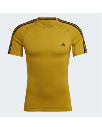 HJ9915-Adidas Techfit 3-Stripes Gym Training Tee - Pulse Olive