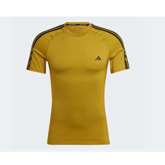 HJ9915-Adidas Techfit 3-Stripes Gym Training Tee - Pulse Olive