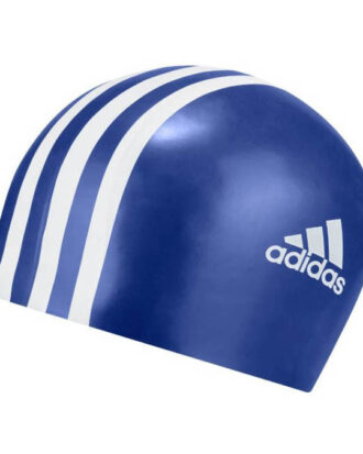 FJ4967-Adidas Silicone 3 Stripes Swimming Cap - Blue
