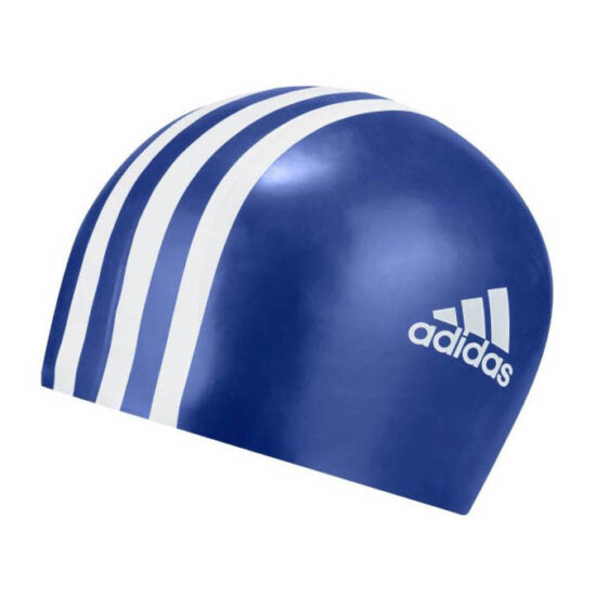 FJ4967-Adidas Silicone 3 Stripes Swimming Cap - Blue