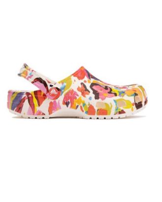 2115870wv-Crocs Classic Painted Floral Clog Chalk